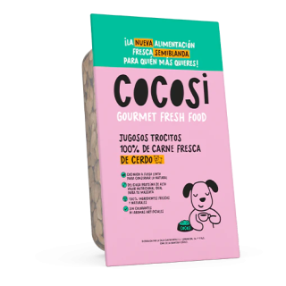 Cocosi Semihumedo Tarrina Trocitos con Cerdo y Pescado para Perros 200gr
