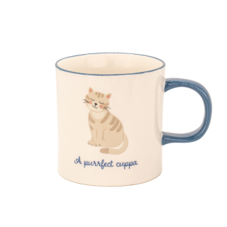 Taza Ceramica Gato borde Azul