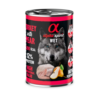 Alpha Spirit Lata Pate Pavo con Pera para Perros 400gr