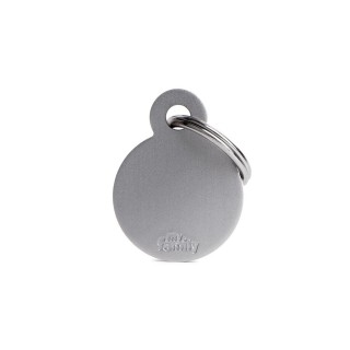 Placa Personalizable Circulo Pequeño Aluminio Gris