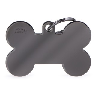 Placa Personalizable Hueso Grande Cromado Negro