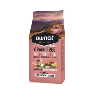 Pienso Ownat Grain Free Prime Mini Adulto Pollo y Pavo 1Kg
