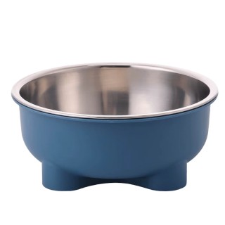 Comedero Doble Inox Antideslizante Azul