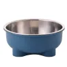 Comedero Doble Inox Antideslizante Azul